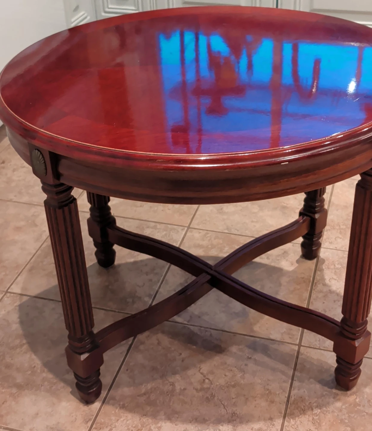 Round Mahogany Accent Table