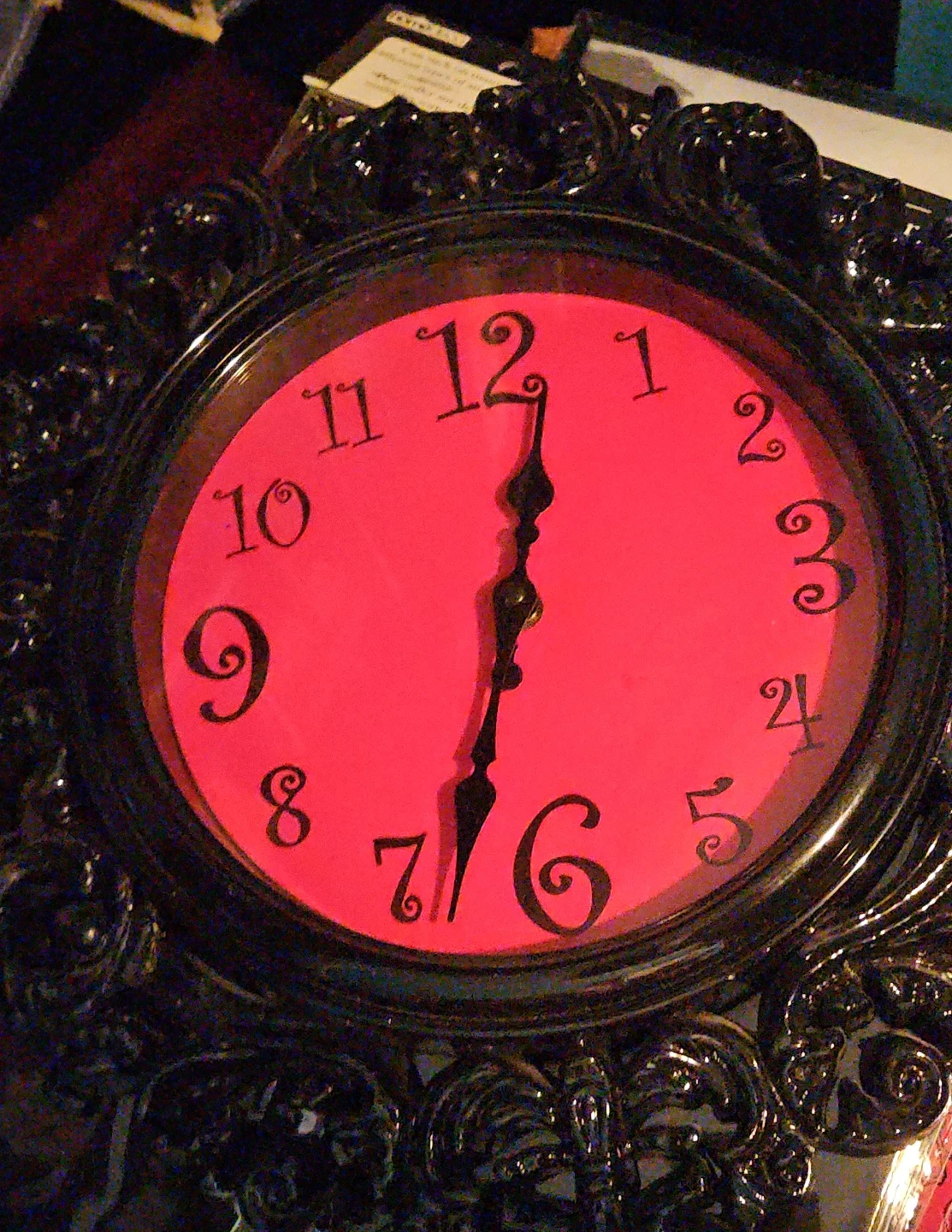 Ornate Black and Red Wall Clock