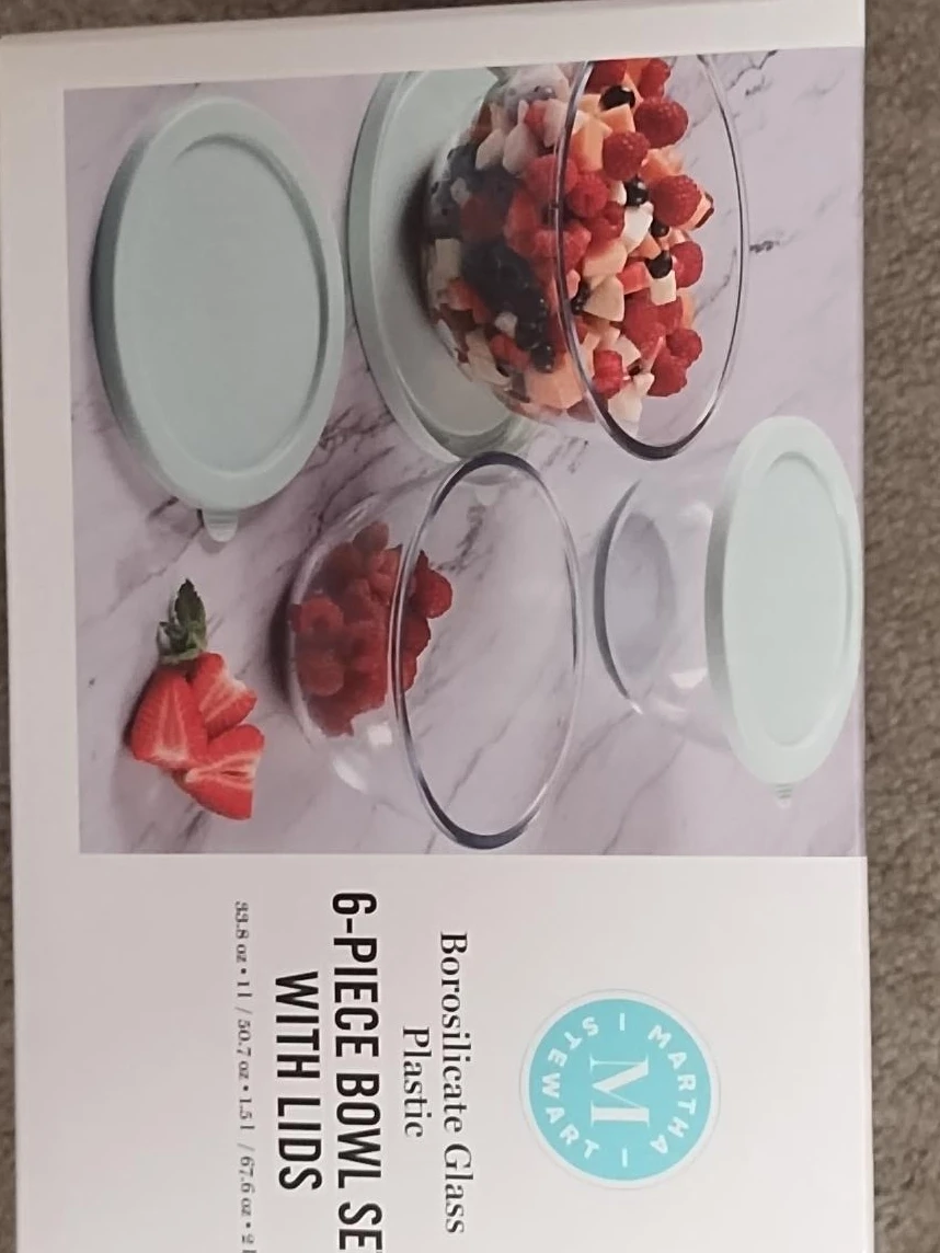 Martha Stewart 6-Piece Glass Bowl Set with Lids