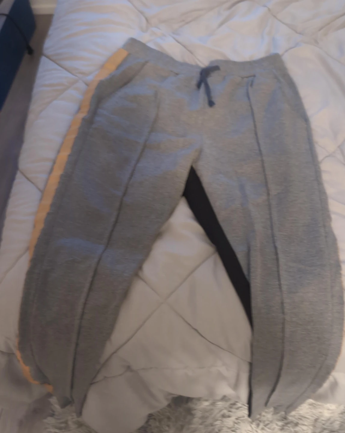 Grey Track Pants with Orange Stripe