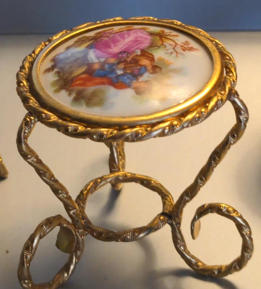 Miniature decorative chair with painted scene