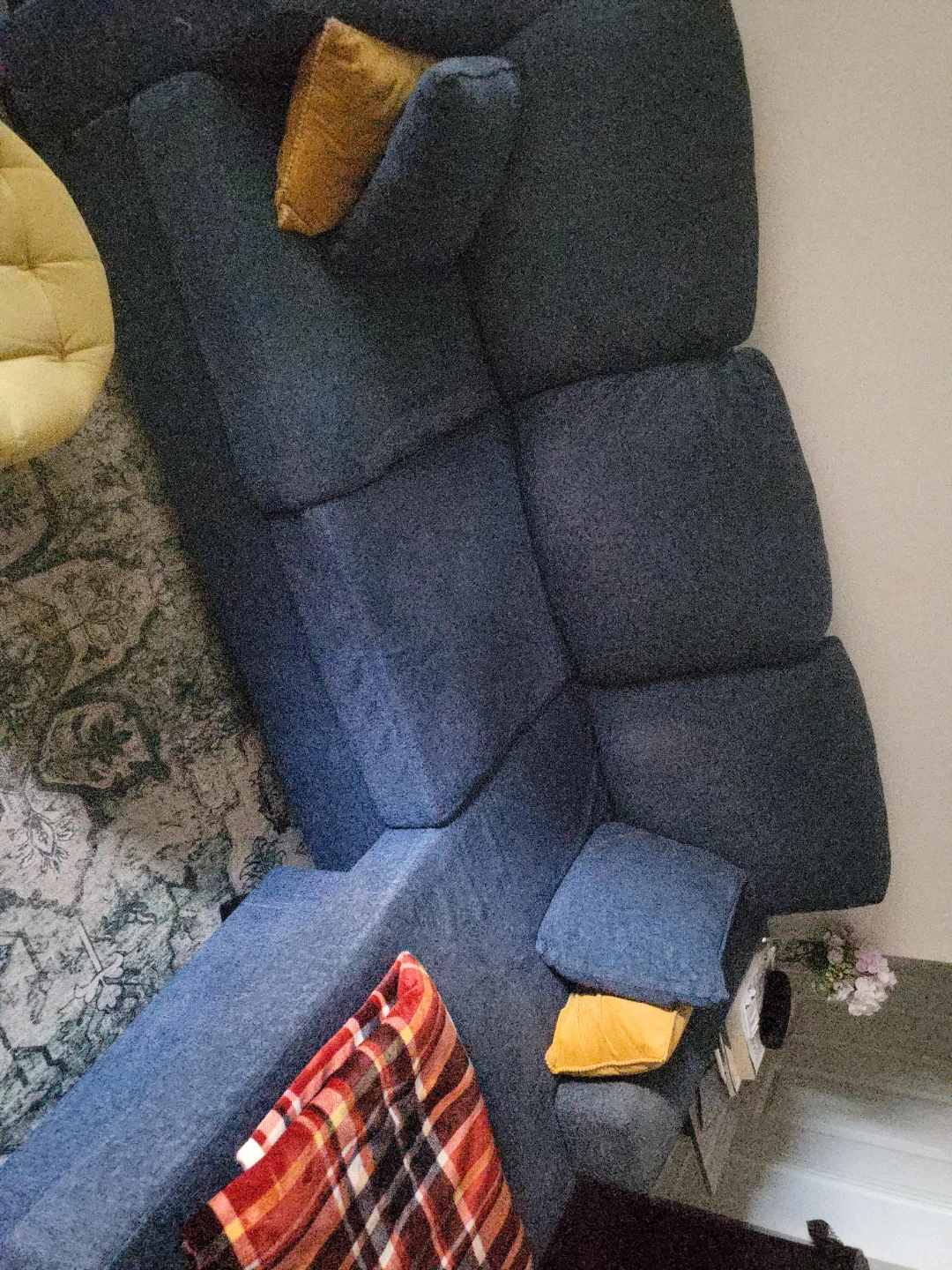 Dark Blue Sectional Sofa with Chaise