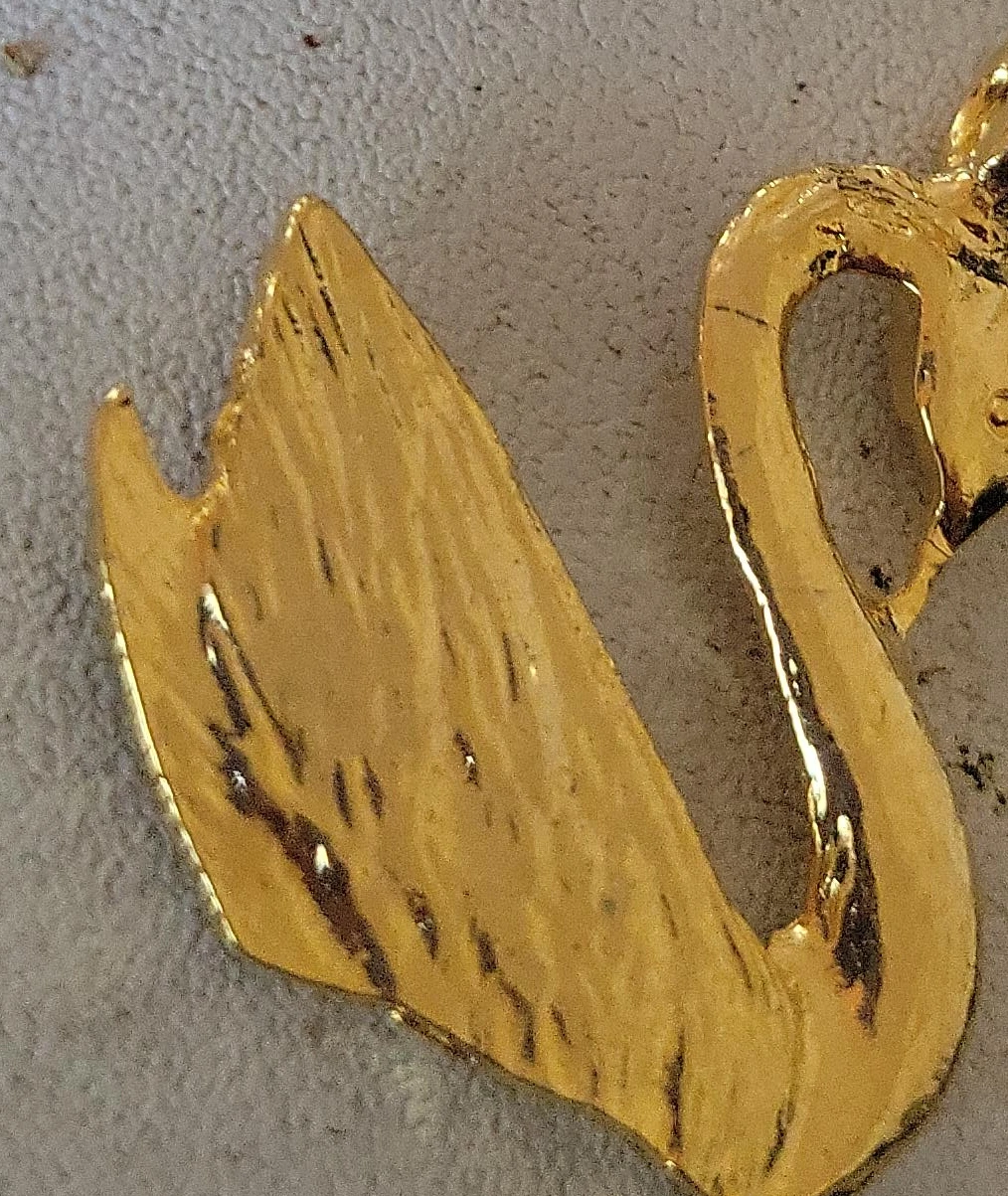 Gold Tone Swan Brooch