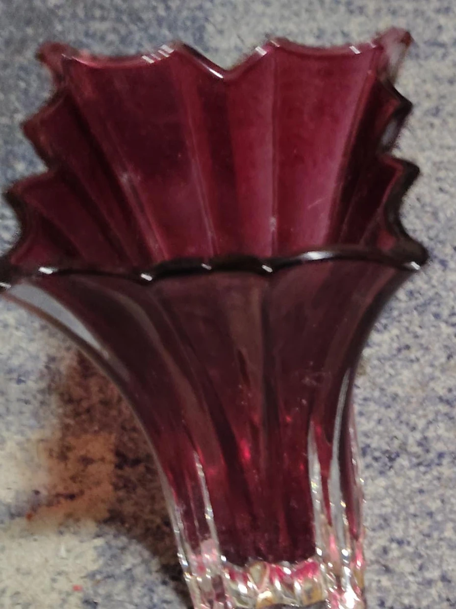Deep Purple Fluted Glass Vase