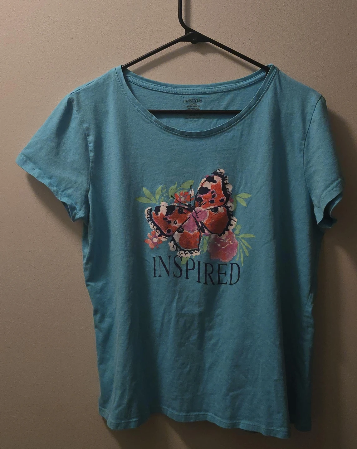 myStyle Blue Butterfly Graphic T-Shirt