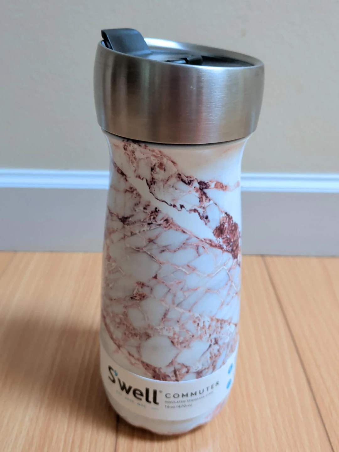 Swell Commuter 16 oz Water Bottle Gold Glitter Marble