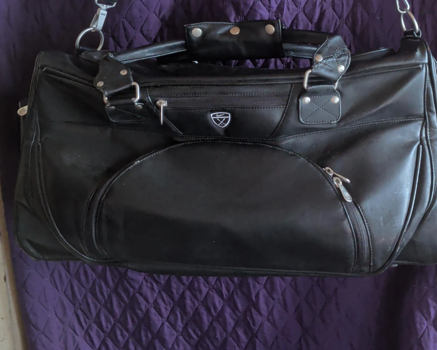 Nike Golf Shield  Black Leather Duffle Bag