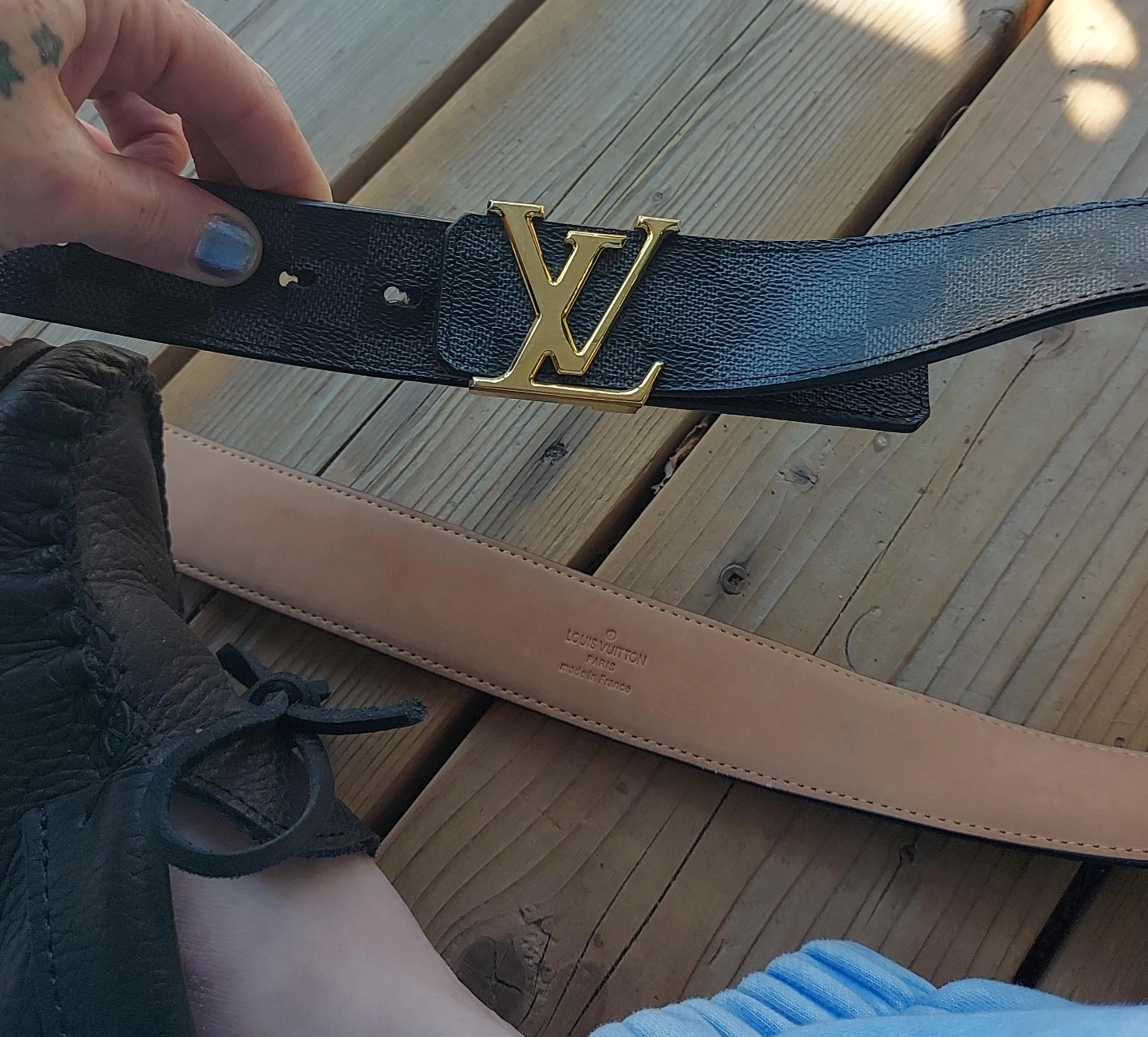 Louis Vuitton Belt with Gold LV Buckle
