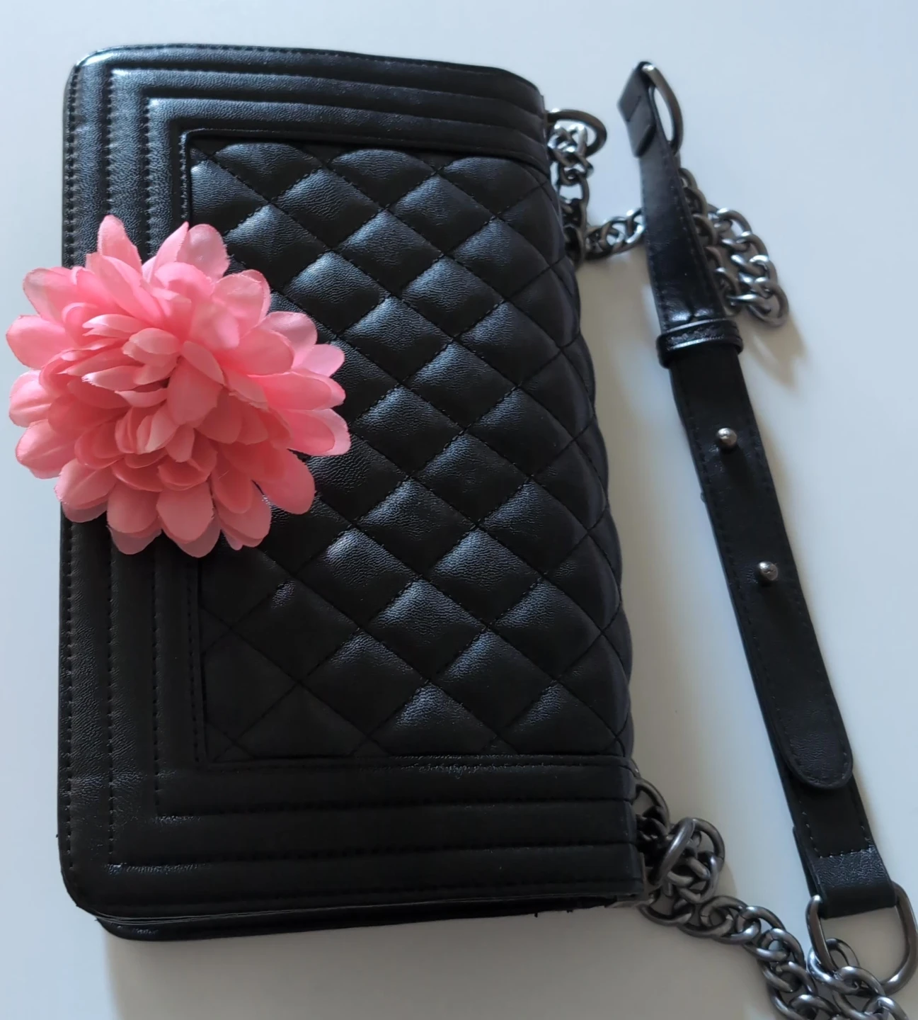 Black Quilted Chain Crossbody Bag