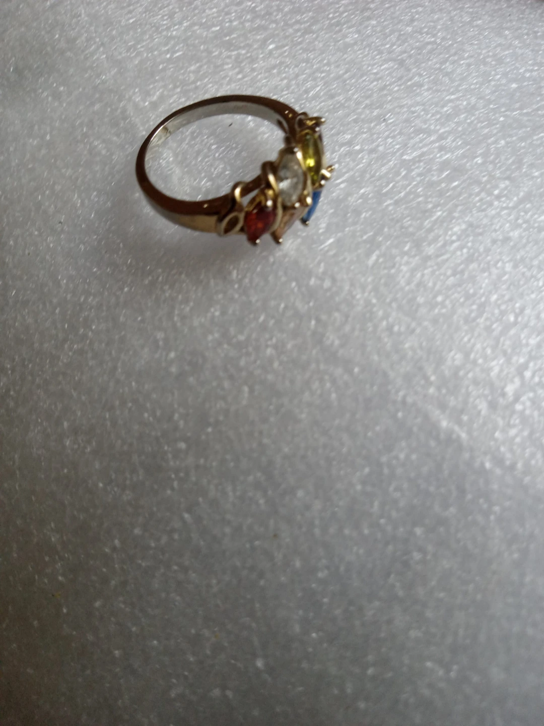Gold-tone ring with colourful stones