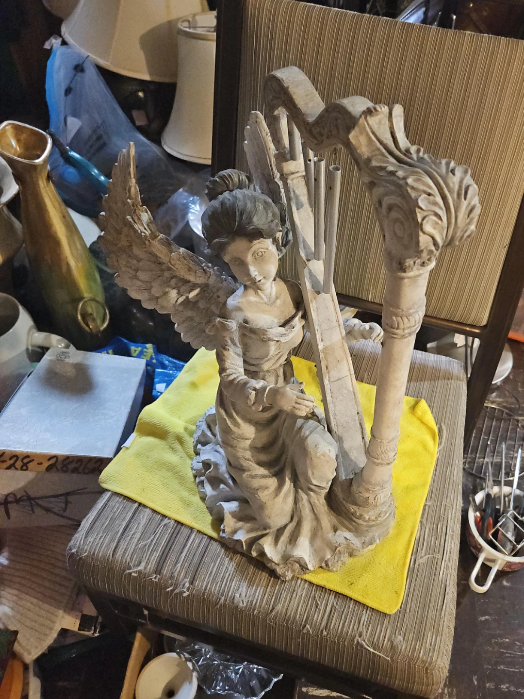 Angel with Harp Wind Chime Statue