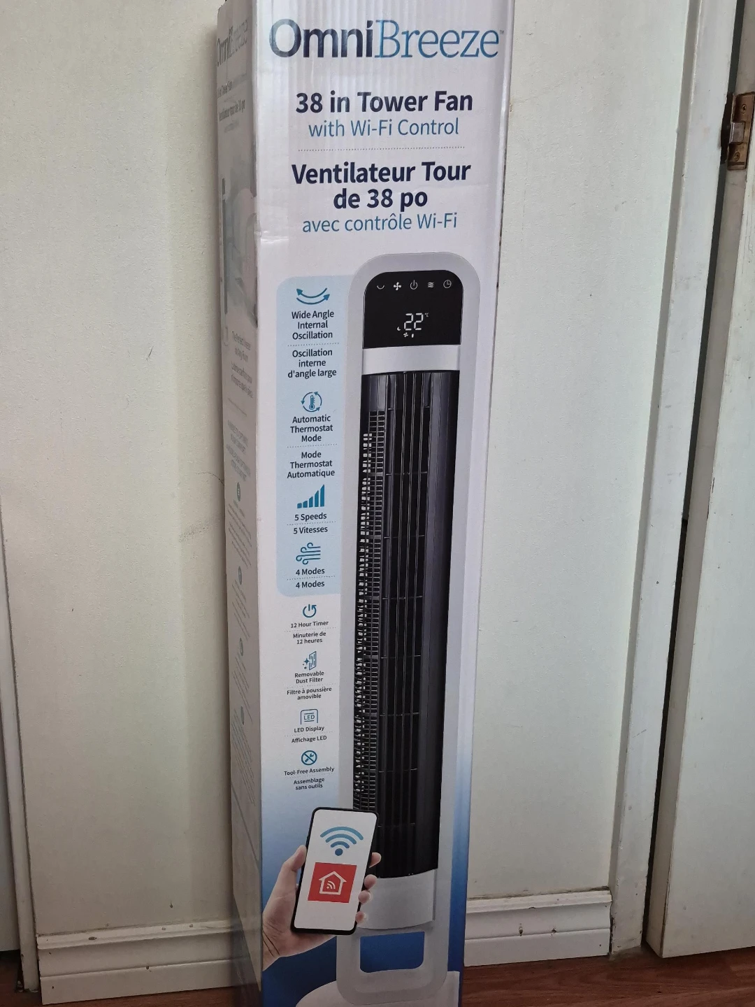 OmniBreeze 38 in Tower Fan with Wi-Fi Control