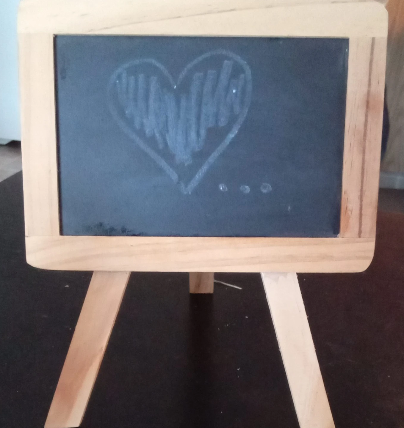 Wooden Easel Chalkboard with Heart Drawing
