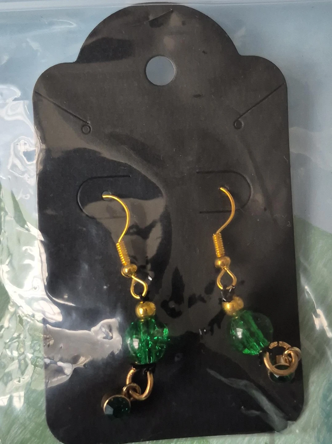 Green Beaded Dangle Earrings