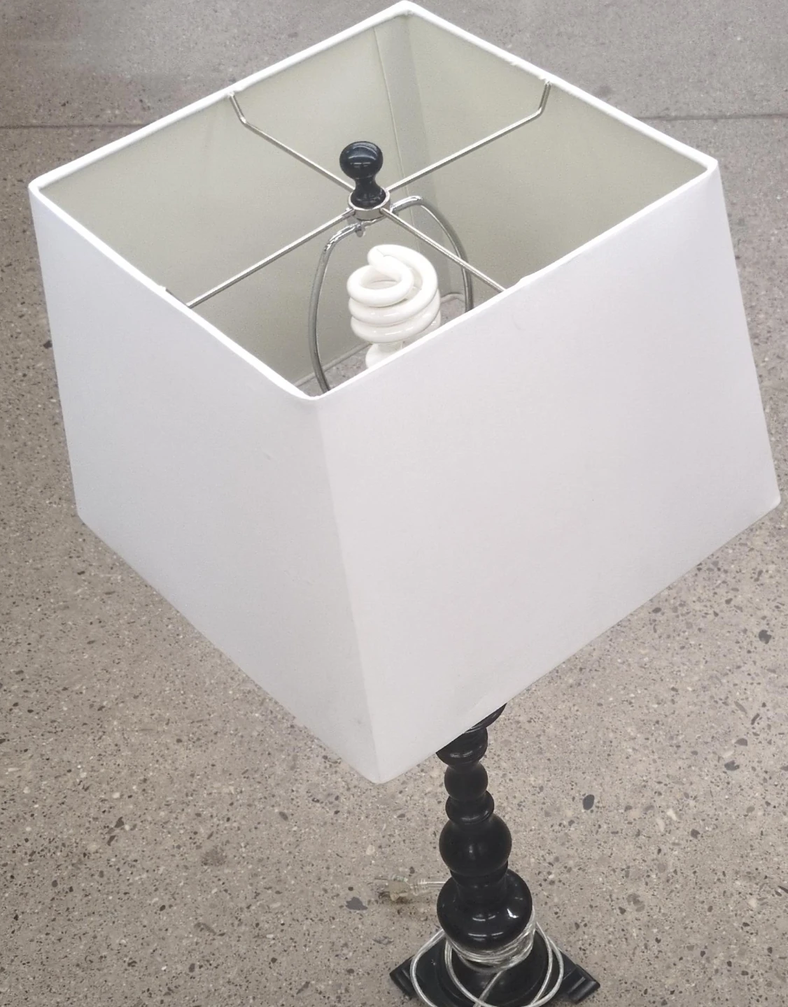 Black Table Lamp with White Square Shade