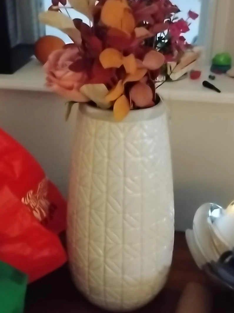White textured vase