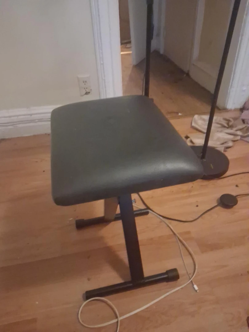 Black Padded Piano Bench Stool