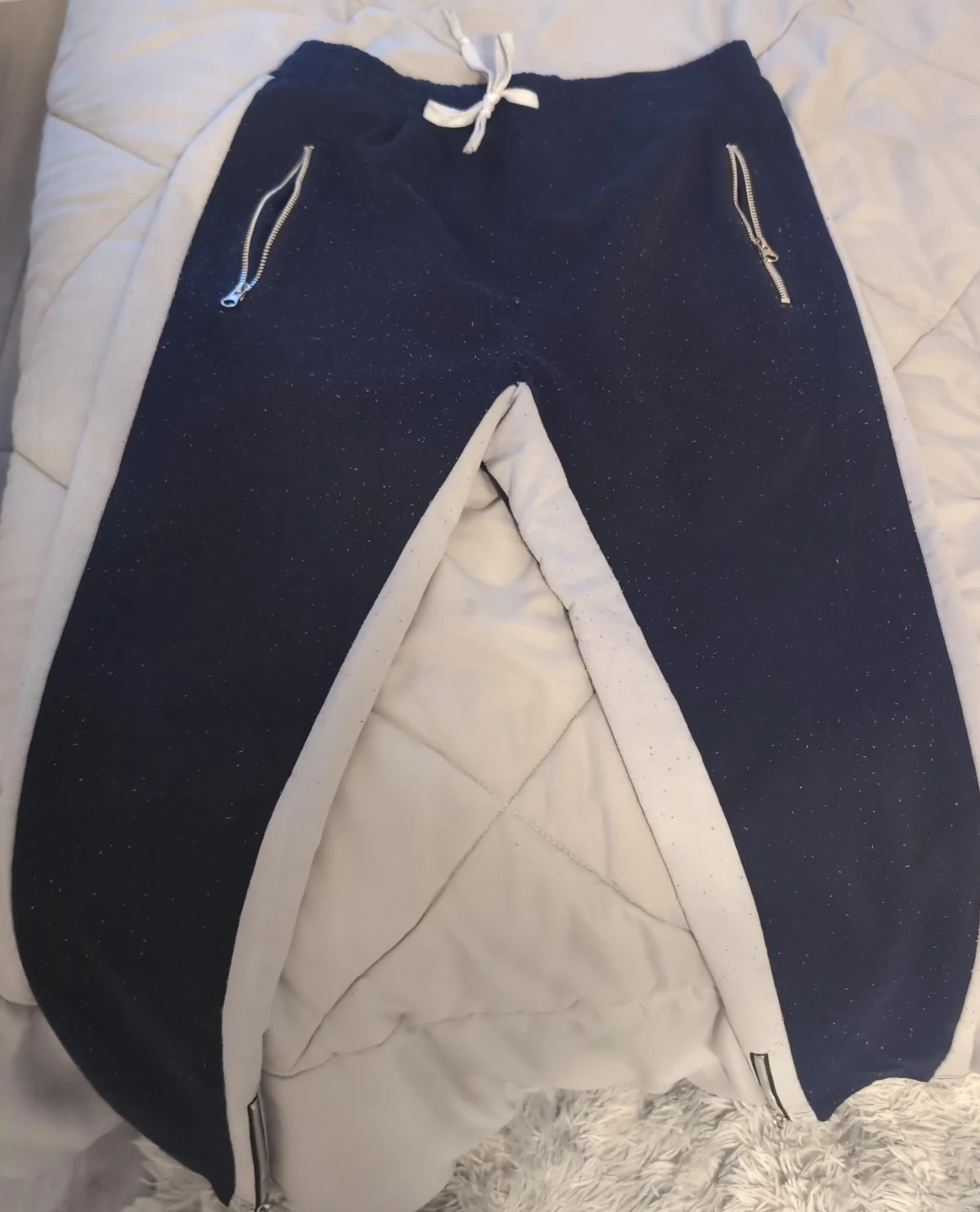 Navy Blue Joggers with Zipper Pockets