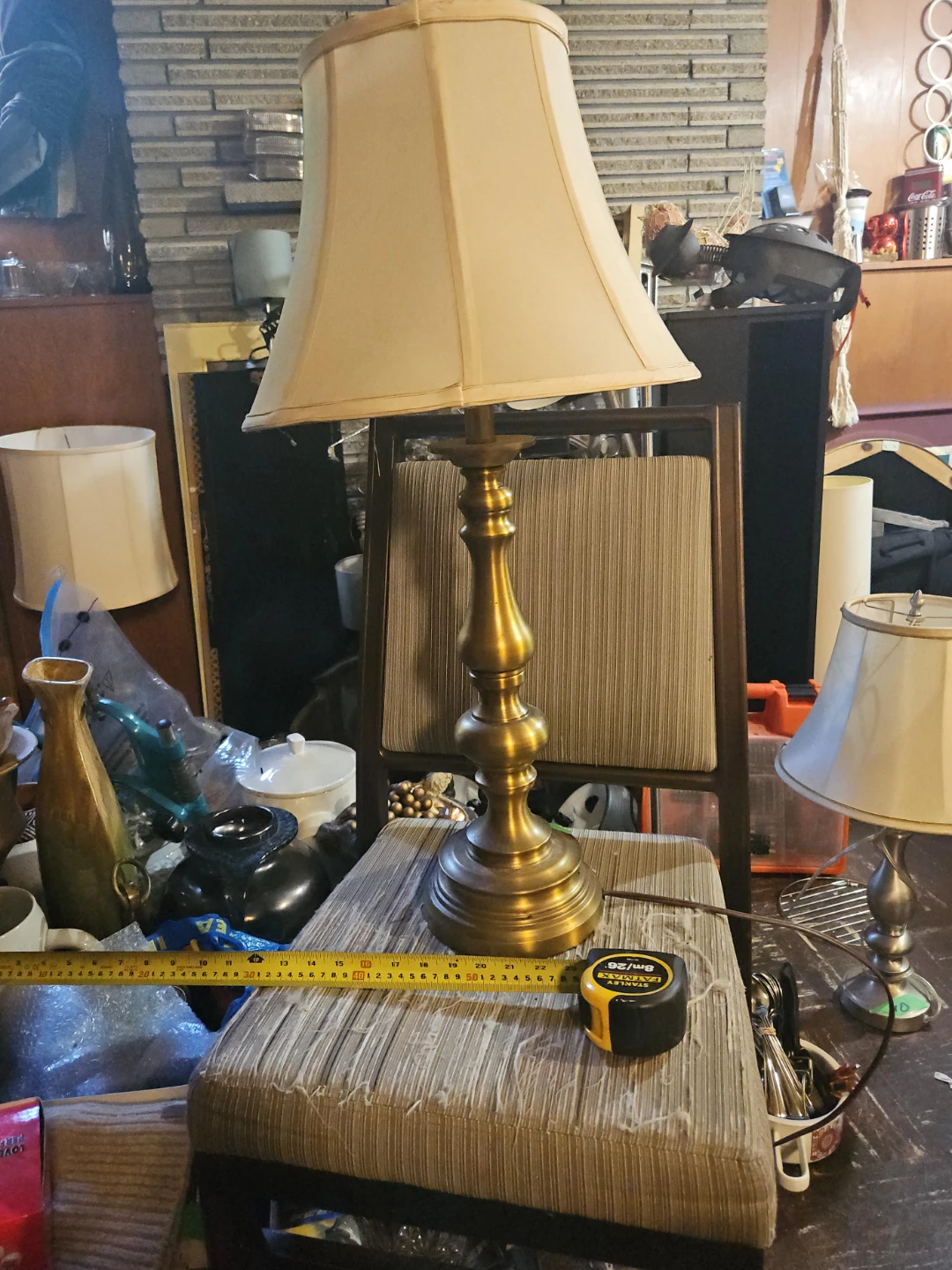 Brass Table Lamp with Cream Shade
