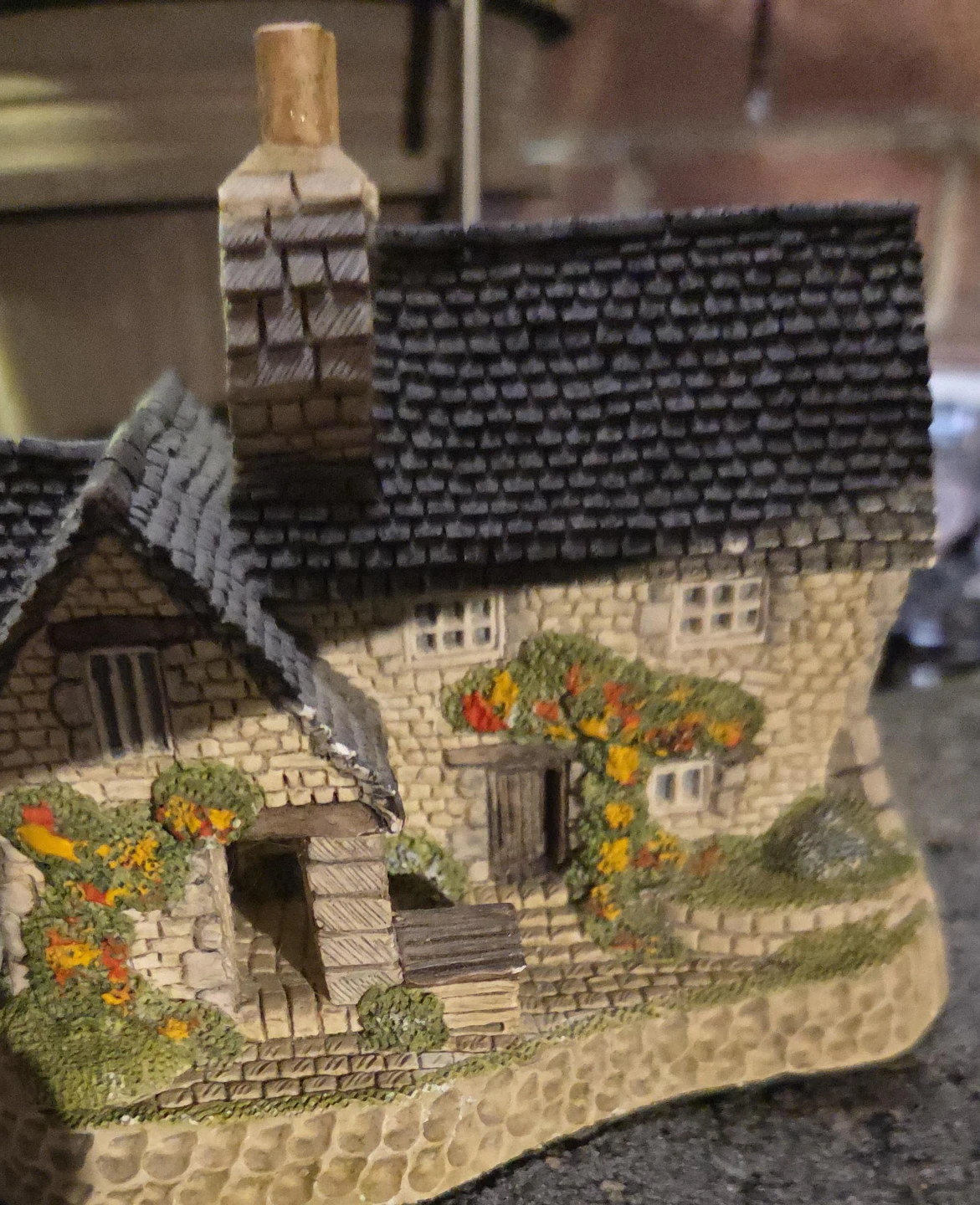 Miniature Stone Cottage with Flowers