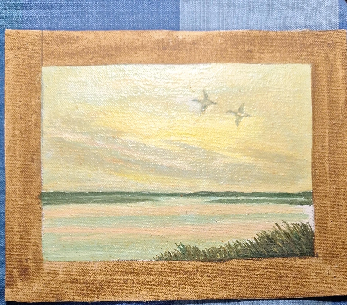 Small Landscape Oil Painting with Ducks
