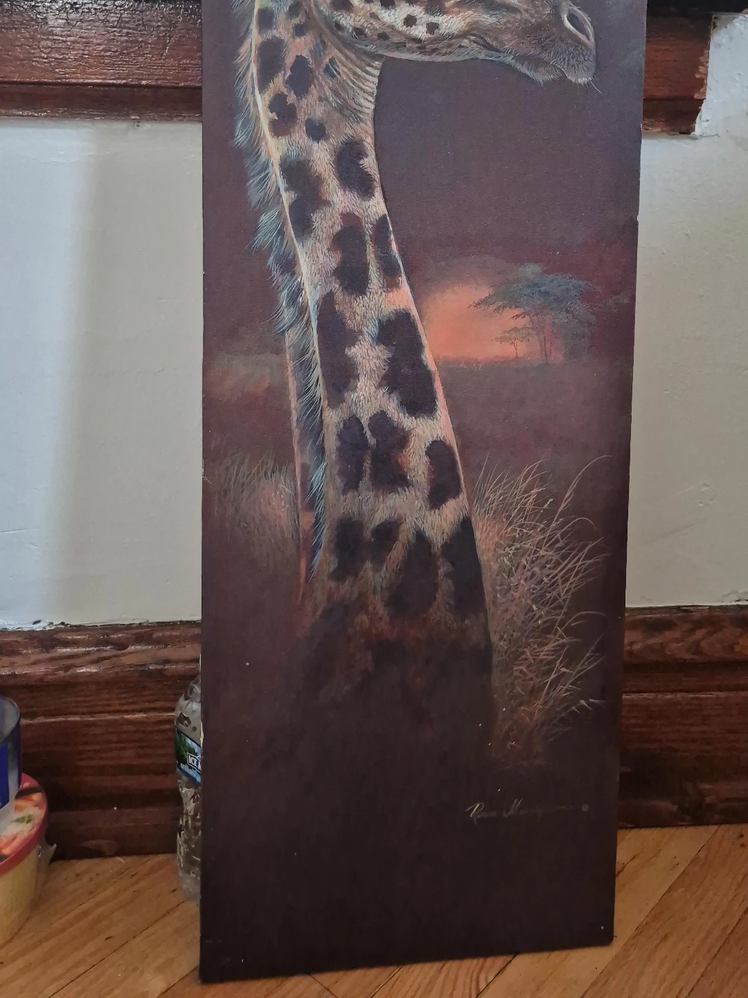 Vintage Giraffe Painting Print