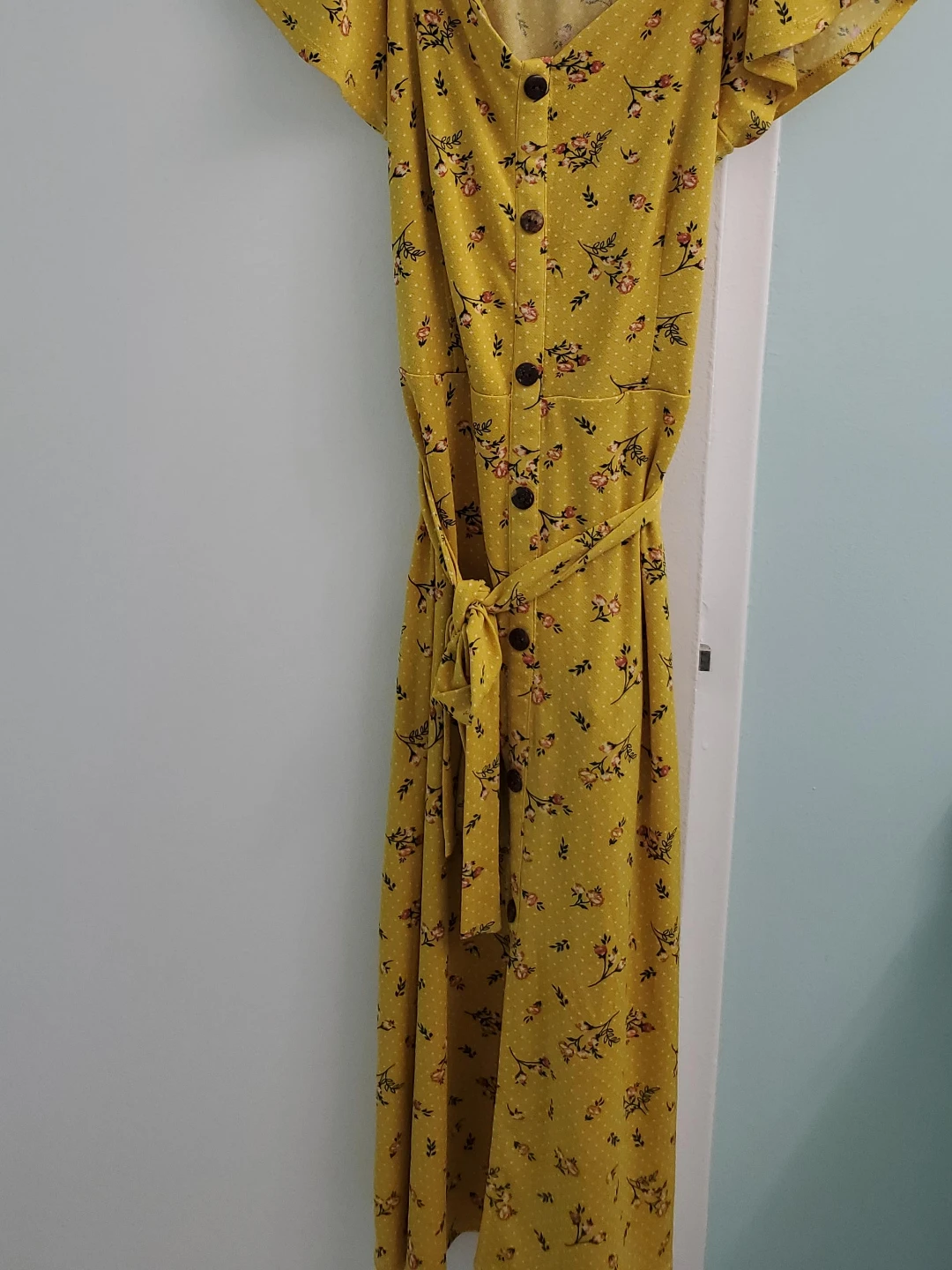 NEW!! Yellow Floral Button-Up Maxi Dress