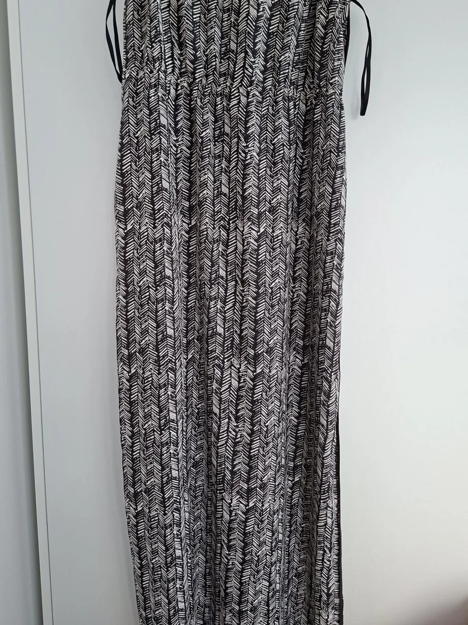 Black and white patterned maxi dress