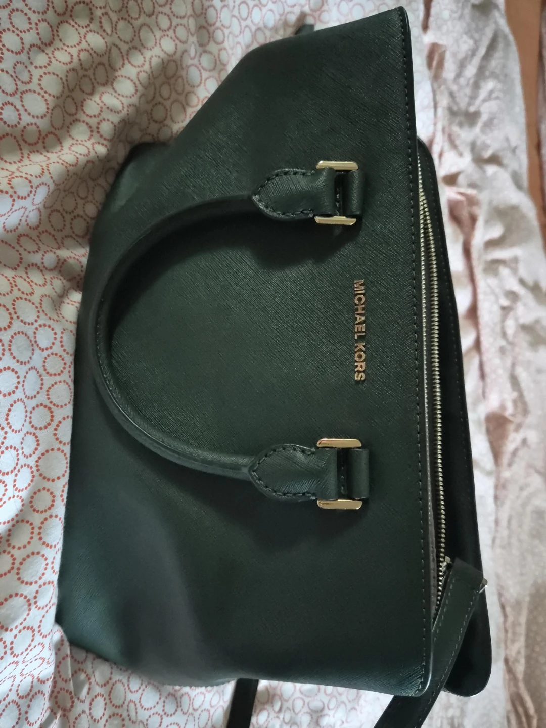 Michael Kors Dark Green Leather Satchel