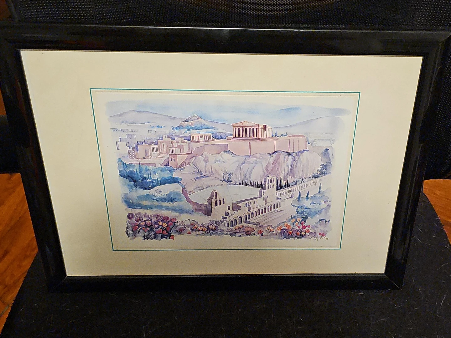 Framed Watercolor Painting of the Acropolis