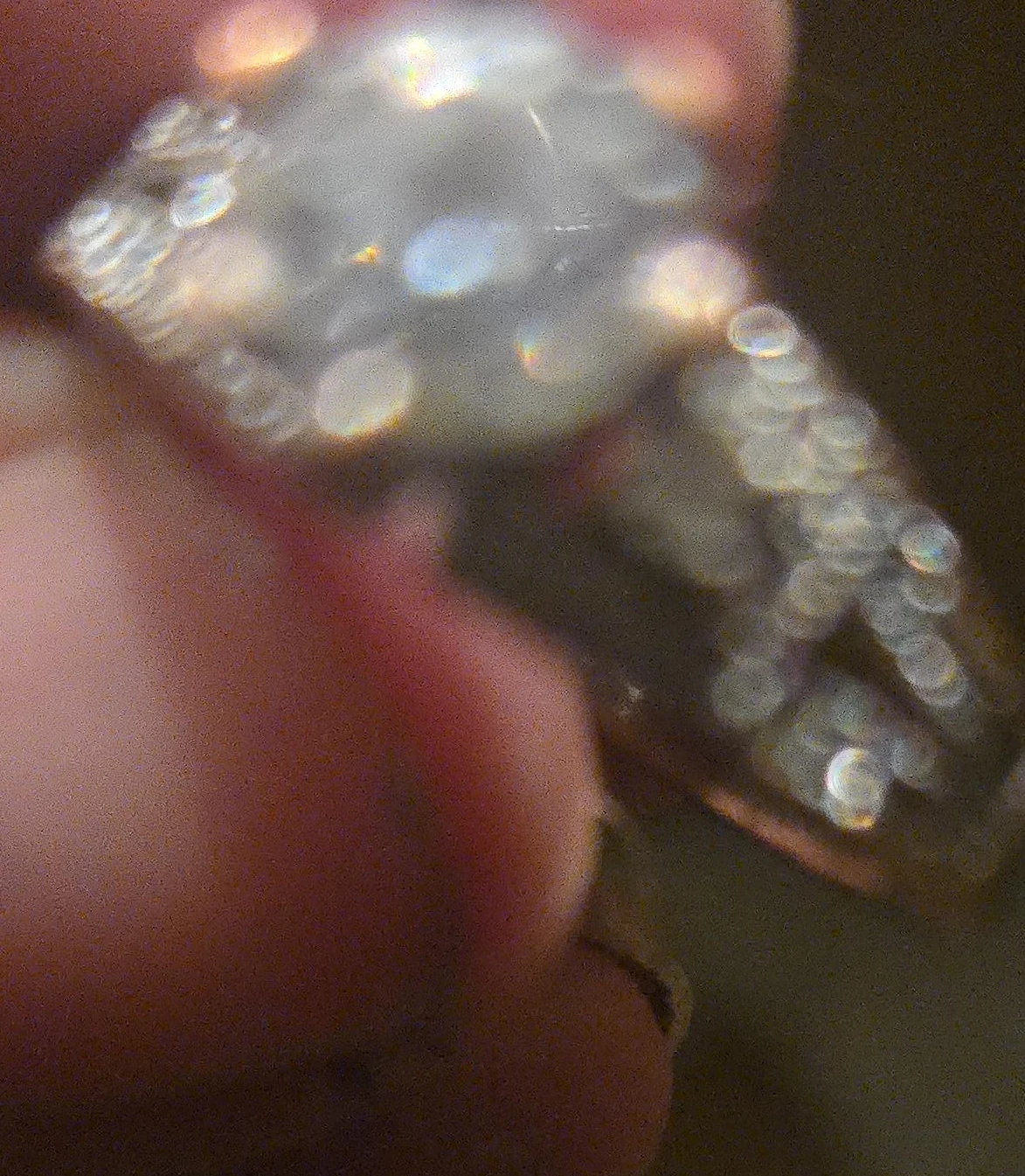 Silver-tone engagement ring with clear stone