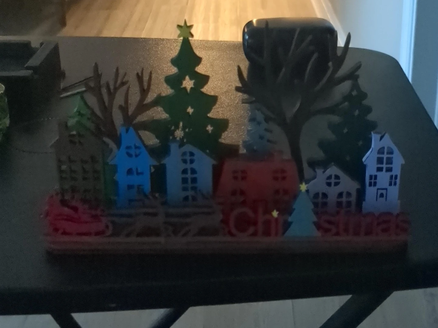 Wooden Christmas Village Scene Decor