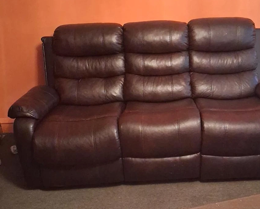 Brown Leather Reclining Sofa