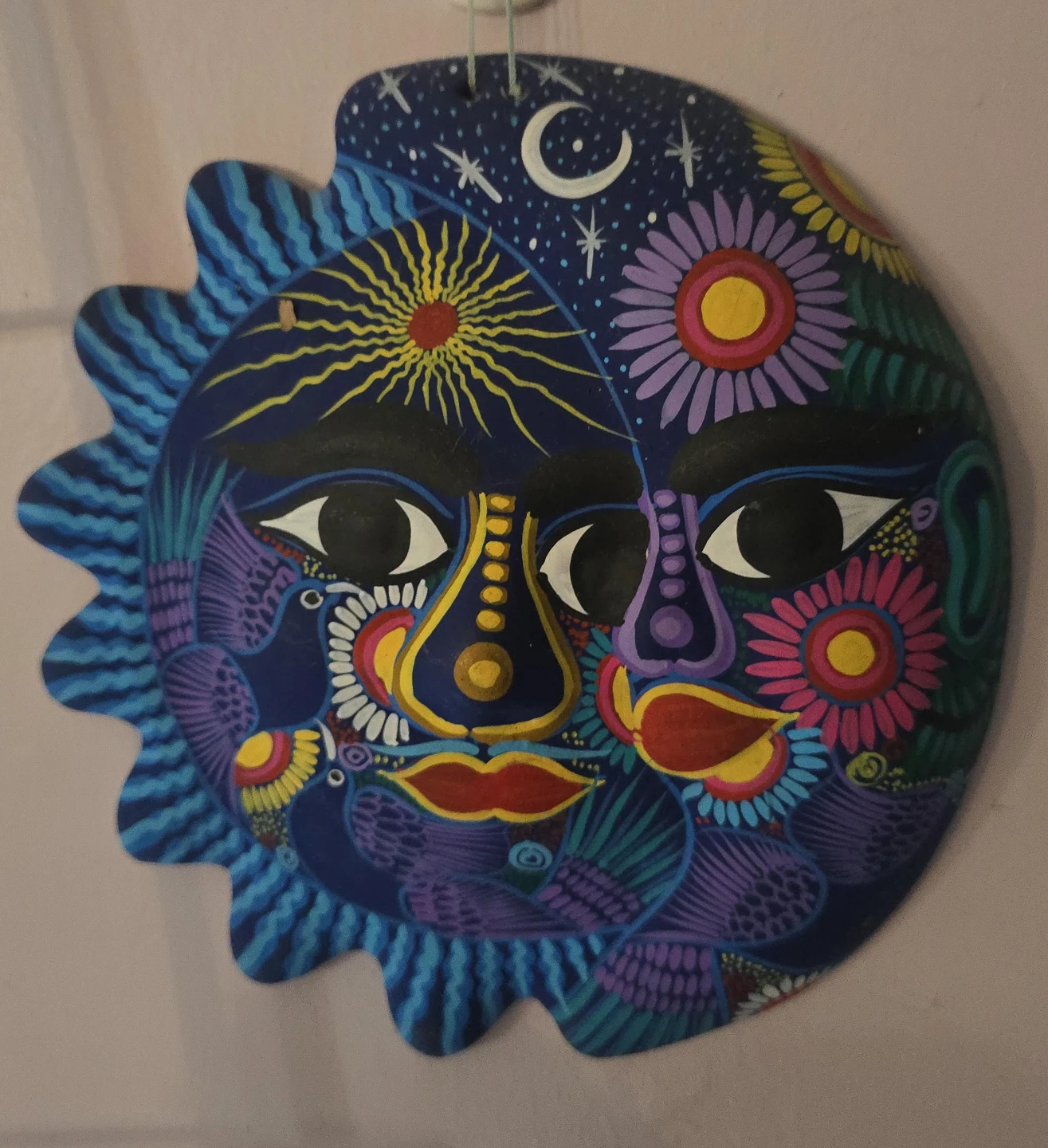 Hand-Painted Sun and Moon Decorative Mask