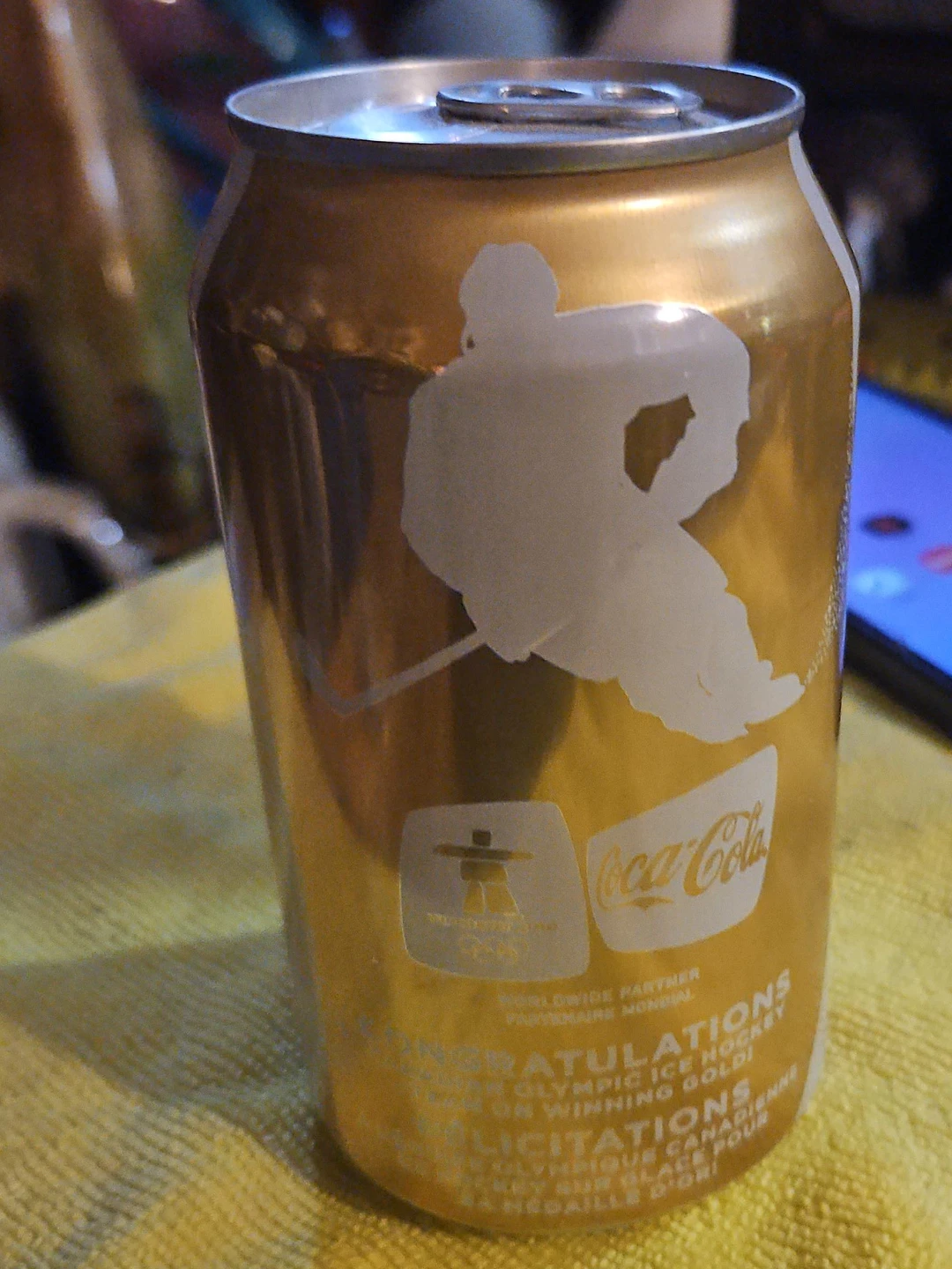 Coca-Cola Canadian Olympic Hockey Gold Medal Can