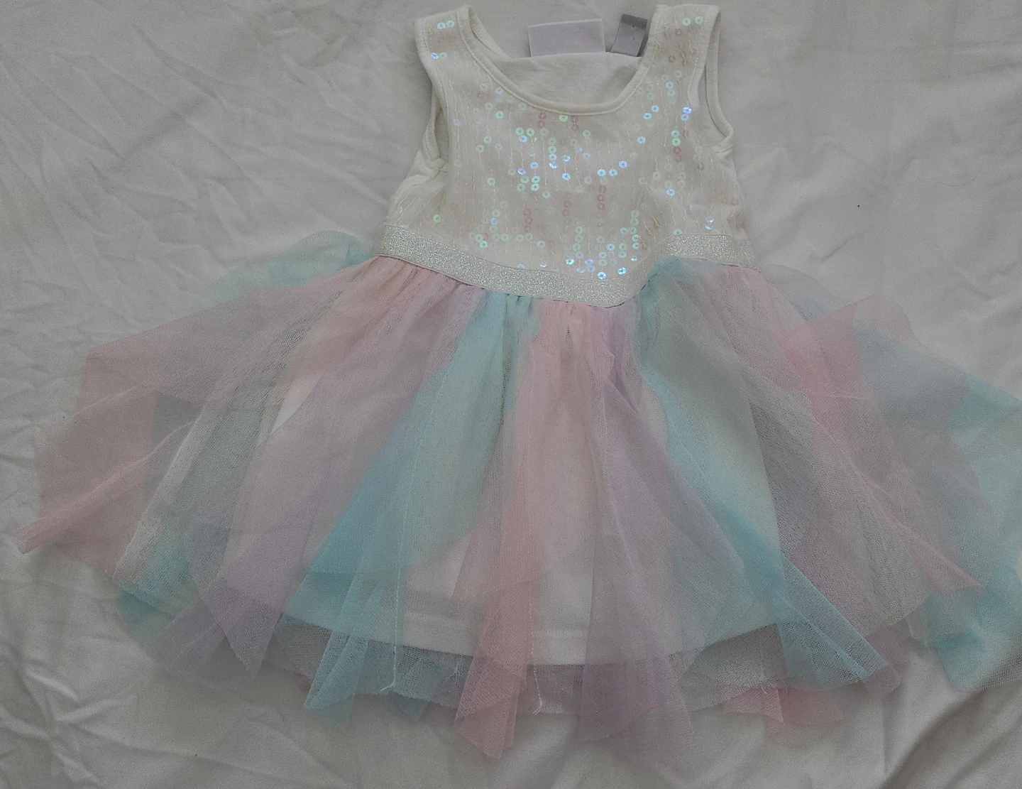 Girls Rainbow Sequin Tulle Dress
