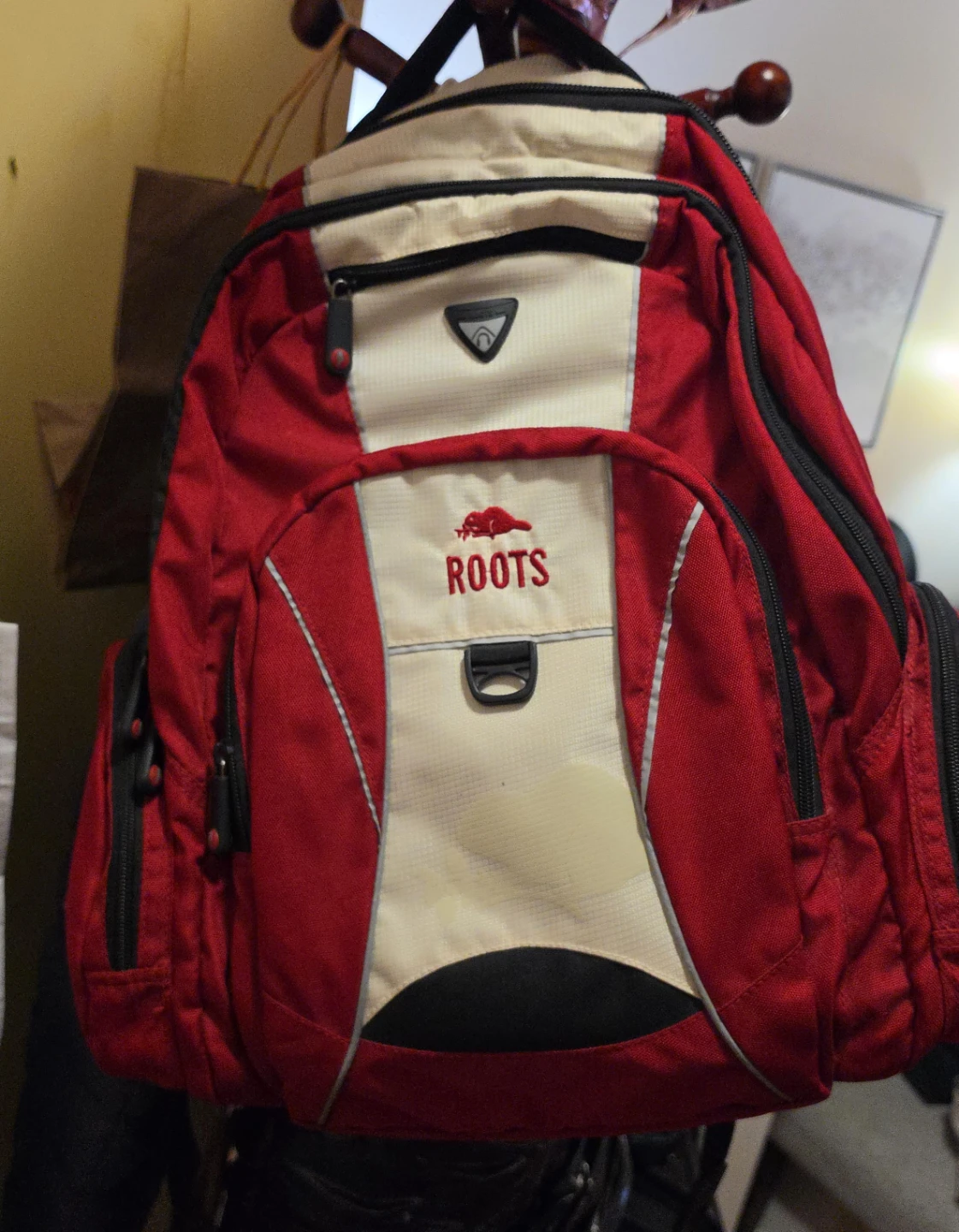 Roots Backpack Red and Tan