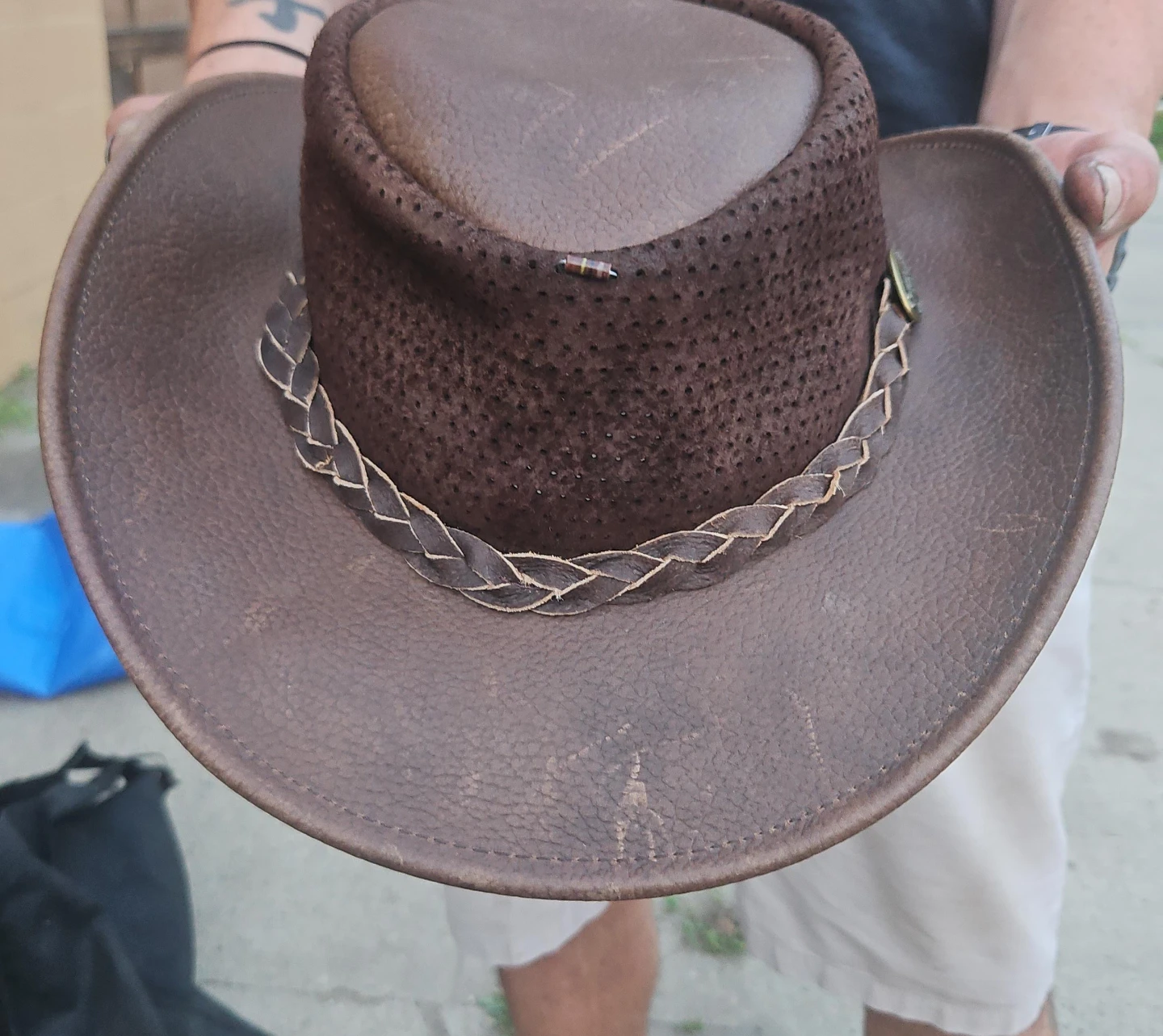 Brown Leather Cowboy Hat