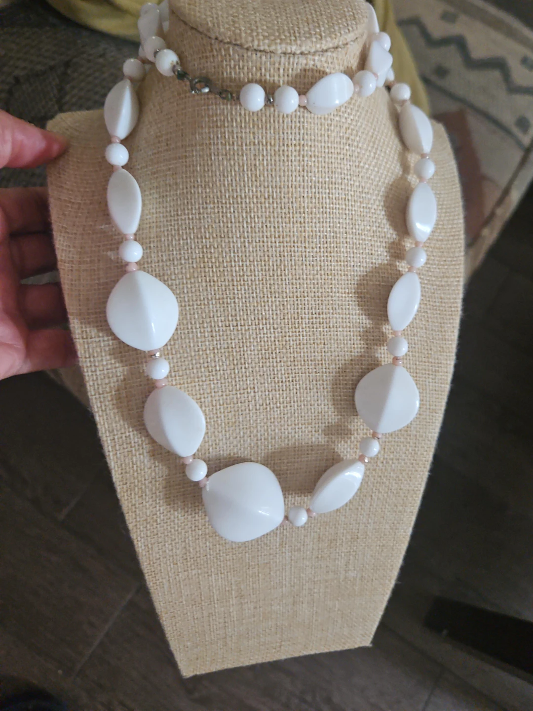 White Beaded Statement Necklace