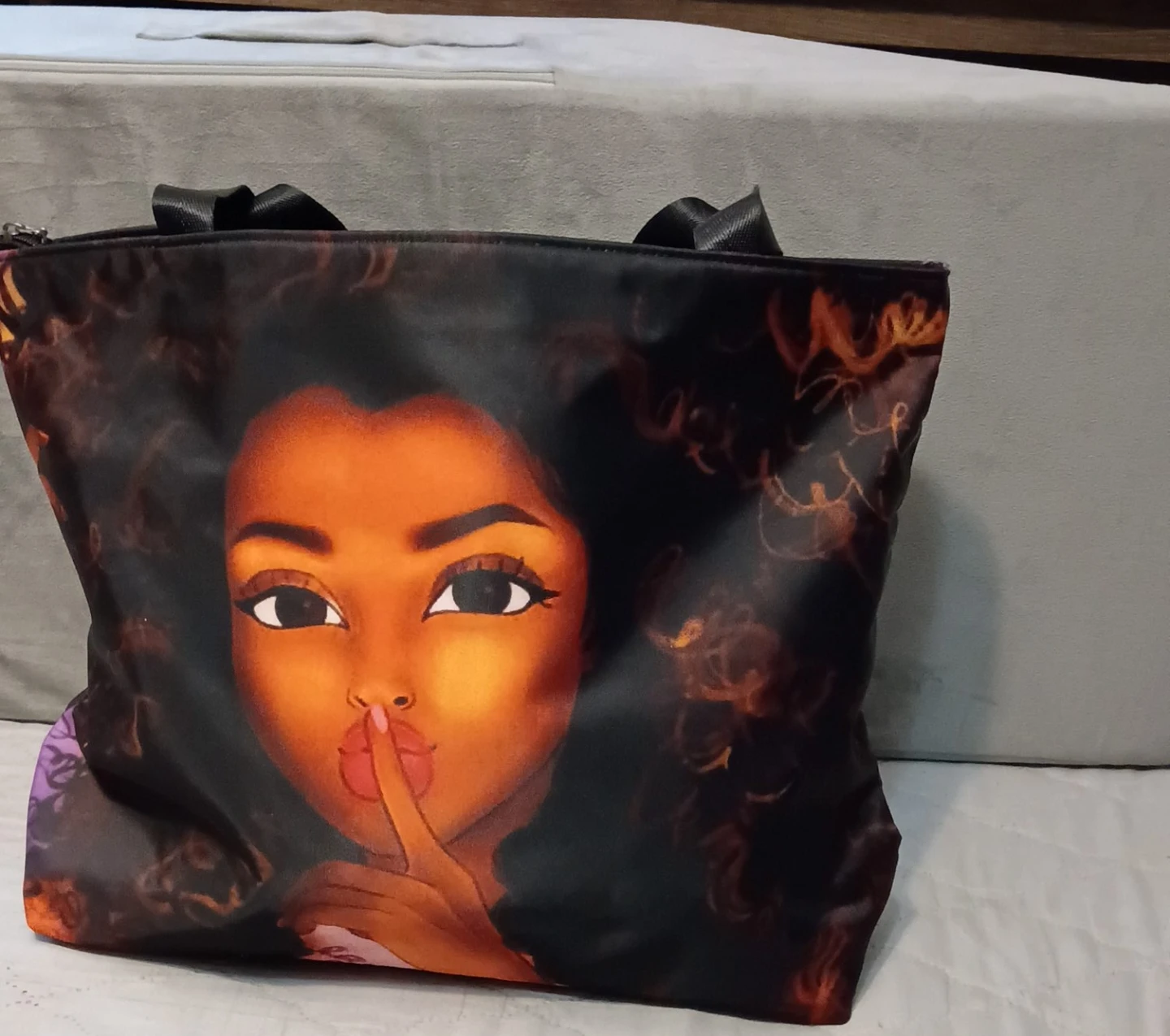 Tote Bag with Afrocentric Woman Graphic