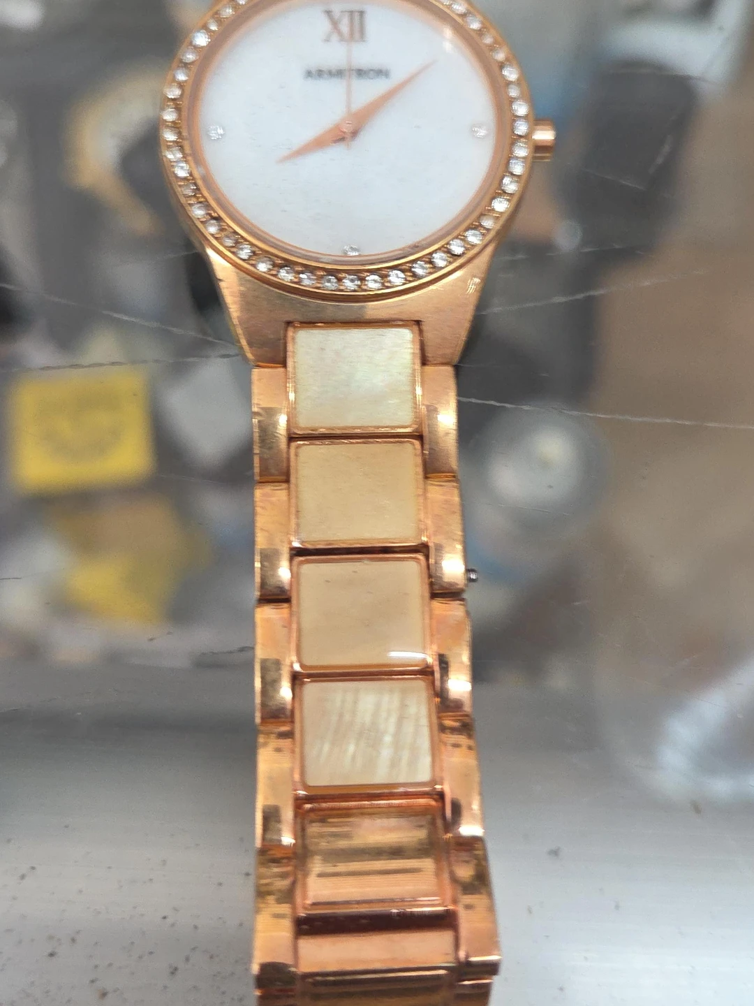Armitron Women's Rose Gold Tone Watch with Mother-of-Pearl Dial