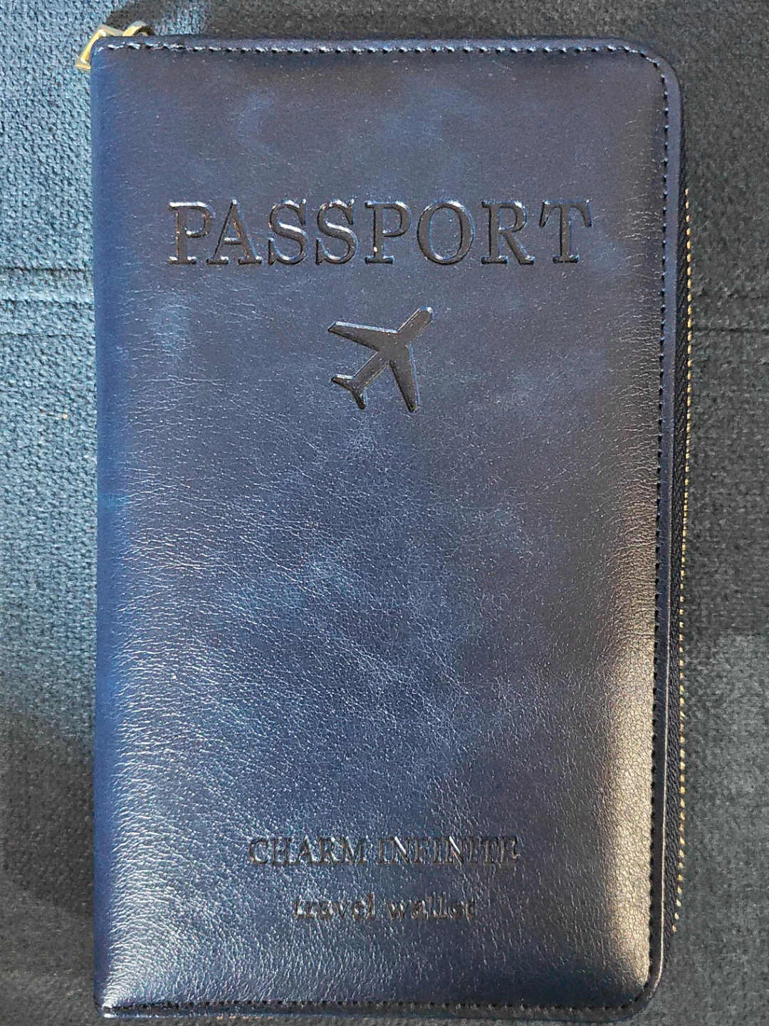 Charm Infinite Navy Blue Travel Wallet Passport Holder
