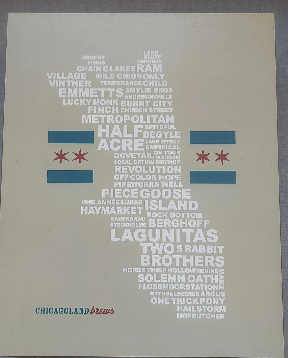 Wood 10" x 8" Hand Crafted Chicagoland Breweries Wall Art