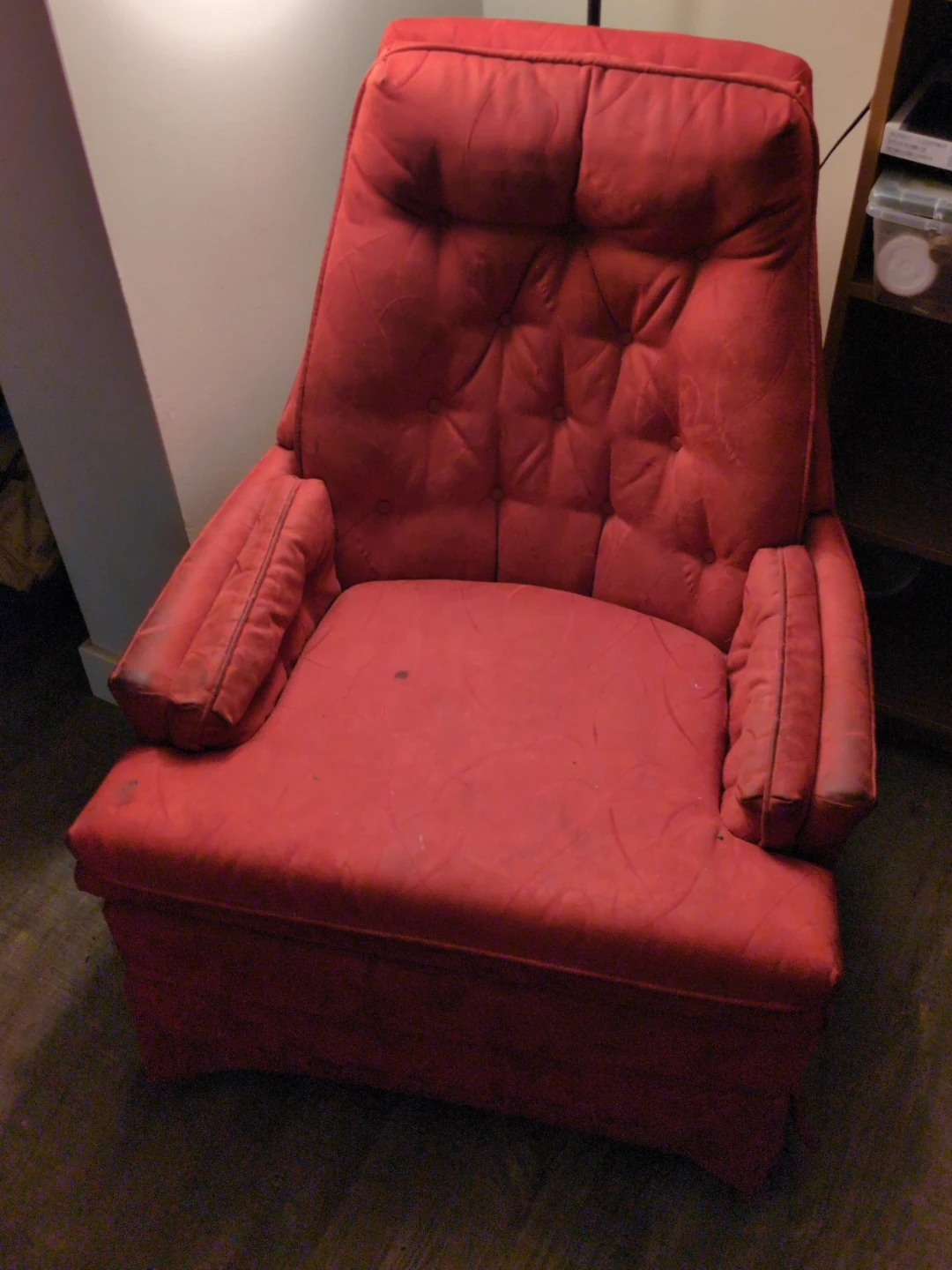 Red recliner armchair and rocker