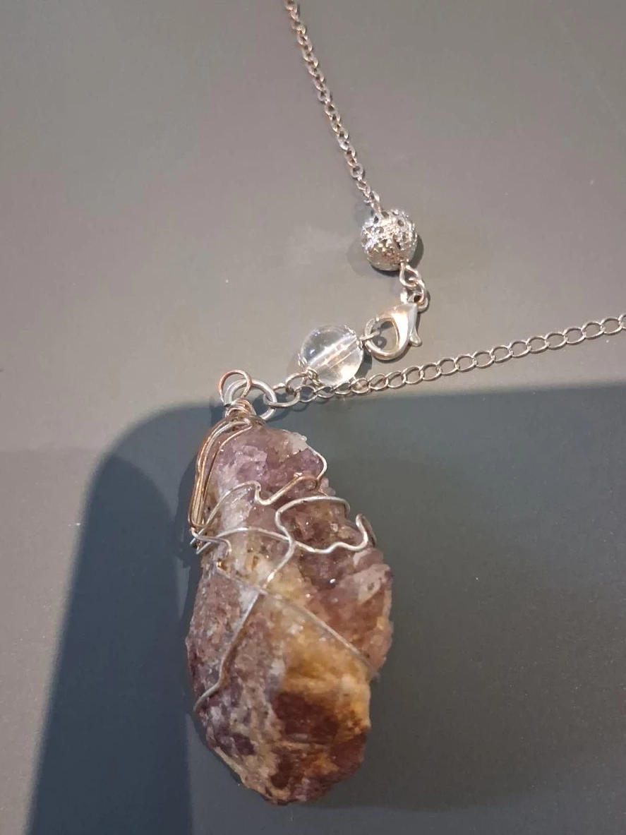Wire Wrapped Amethyst Crystal Necklace