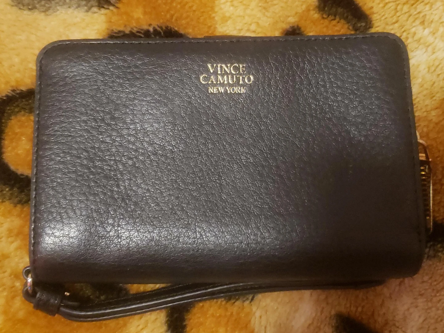Vince Camuto Black Leather Wristlet Wallet