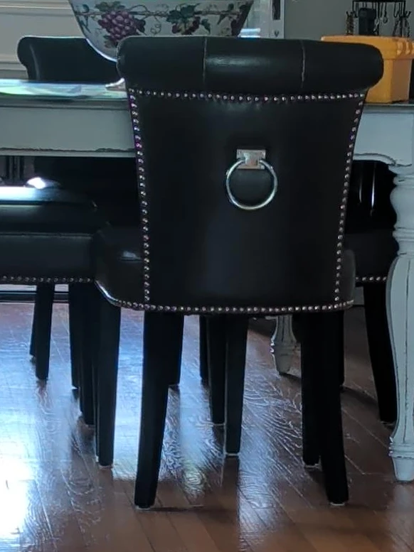 Black Dining Chair with Ring Pull and Studs