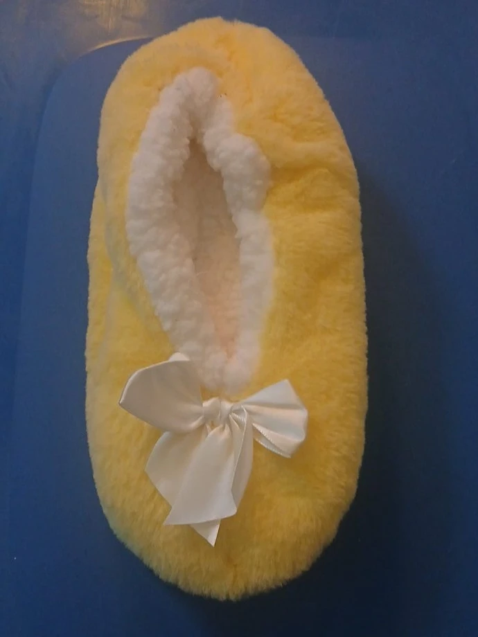 Yellow Faux Fur Slippers with Bow