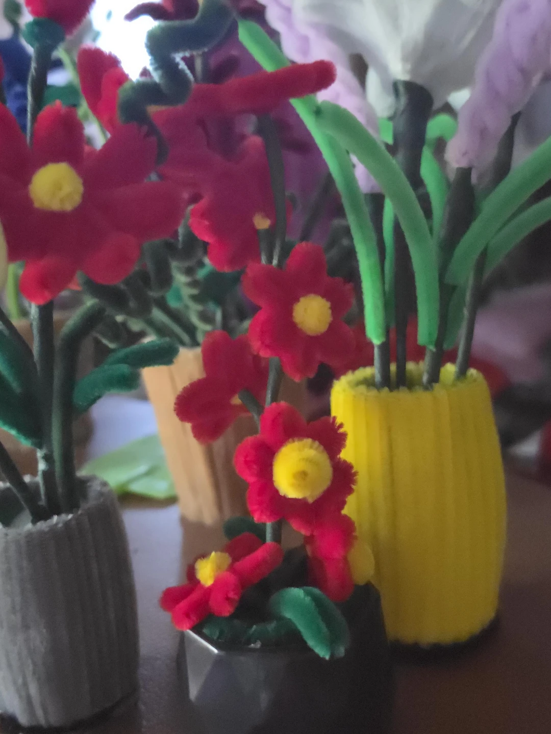 Pipe Cleaner Flowers in Pots