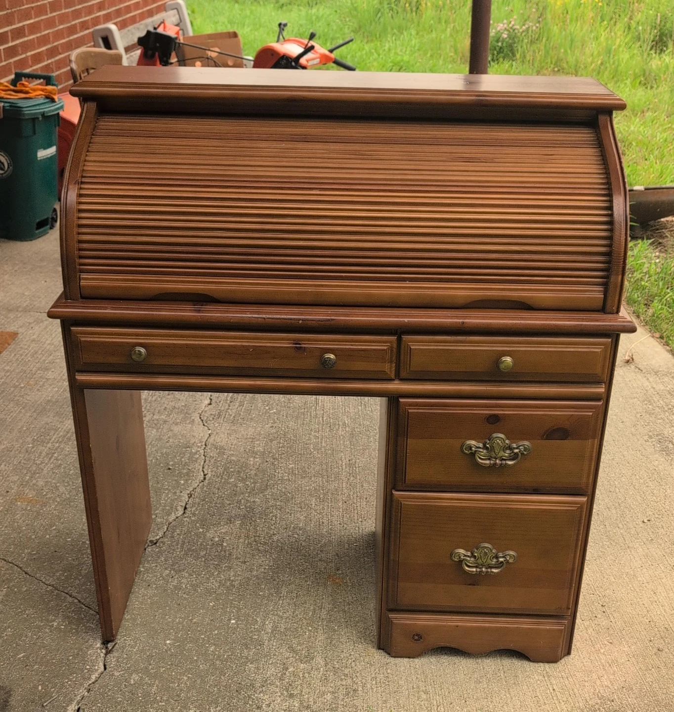 Vintage Wooden Roll Top Desk